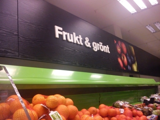 inomhusskyltar för frukt och grönt